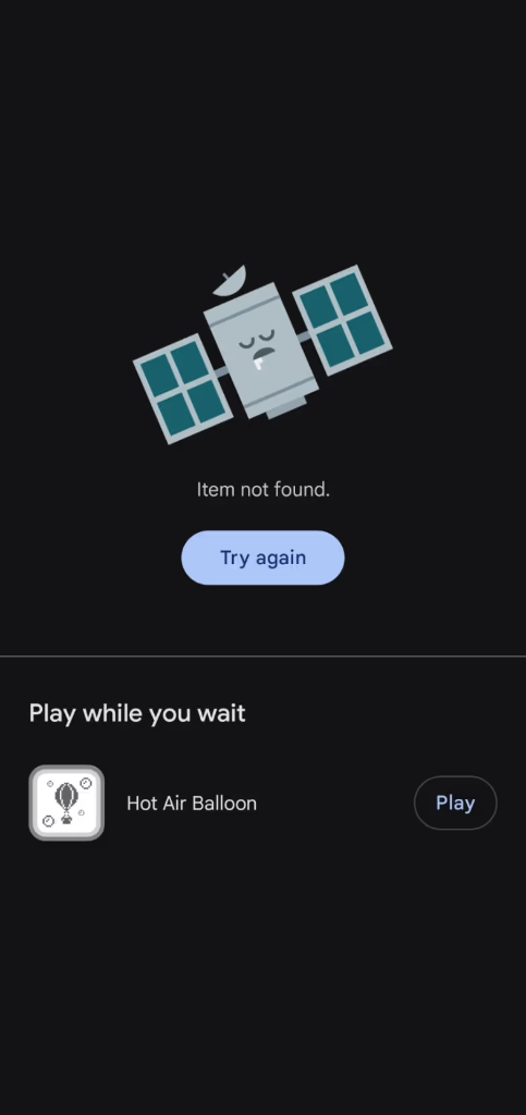 Item not found error on Google Play