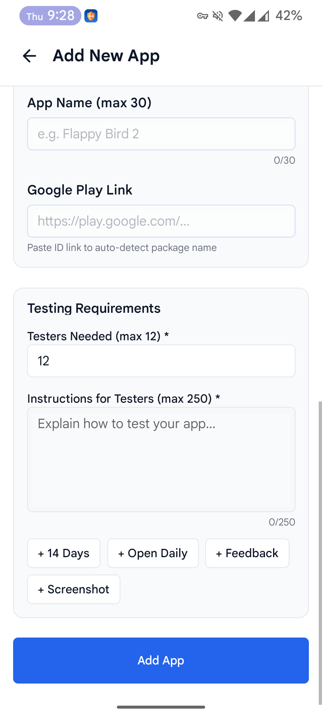 Fill App Details - Part 2